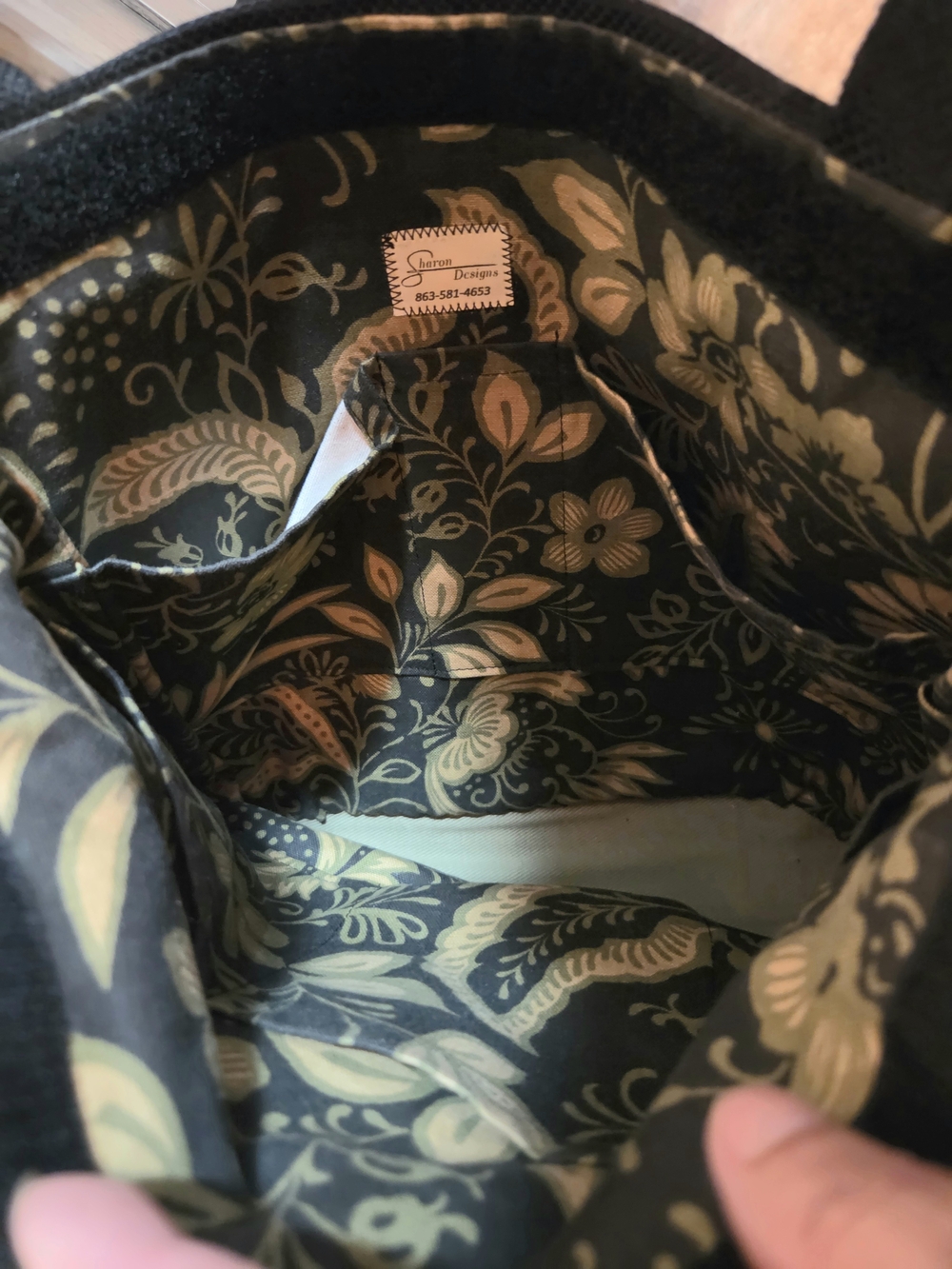 Handmade Tropical Lillies Black Canvas Tote Bag Medium - Picture 5 of 7